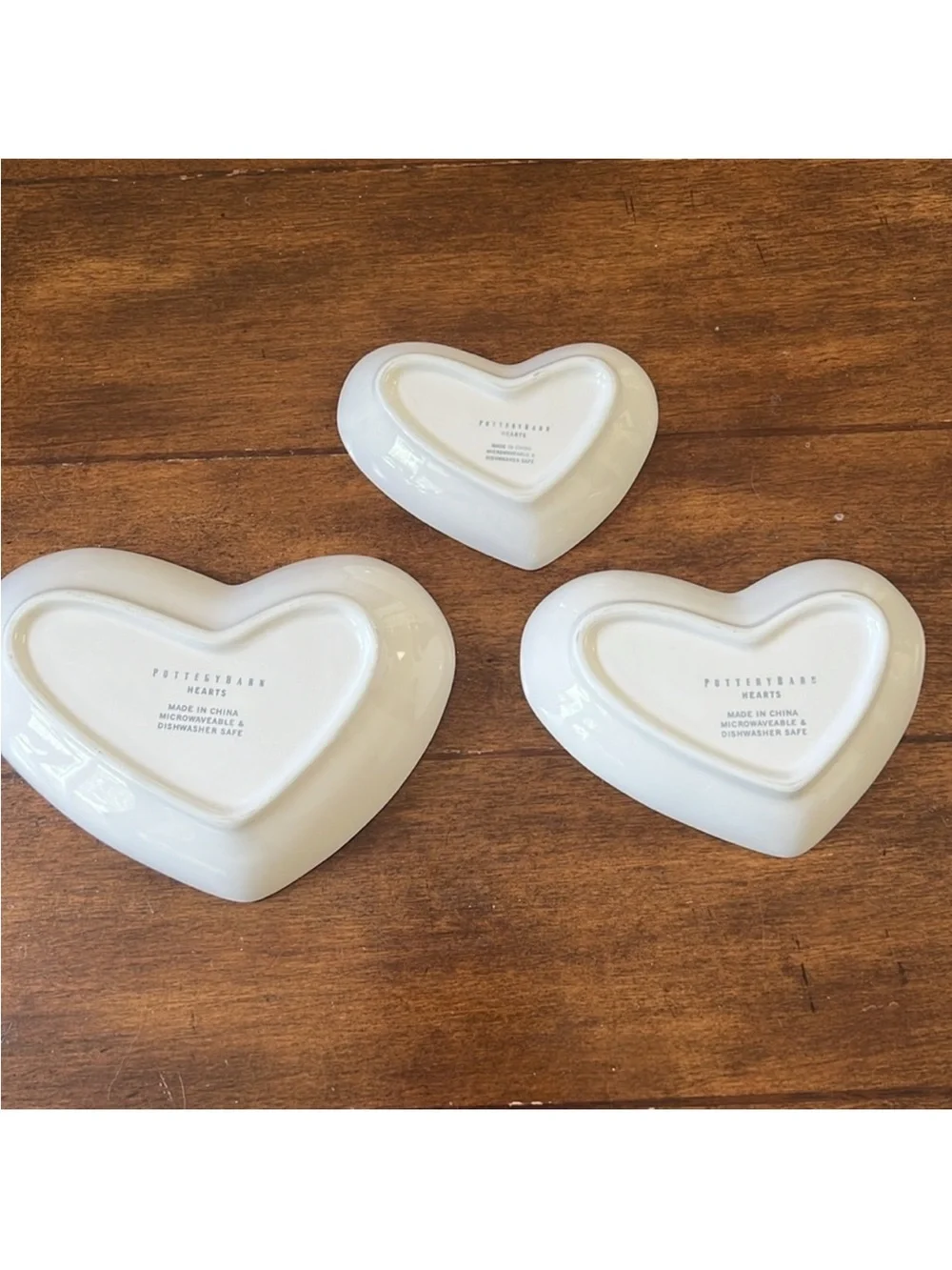Pottery Barn White Heart Nesting Bowls **Set of 3**